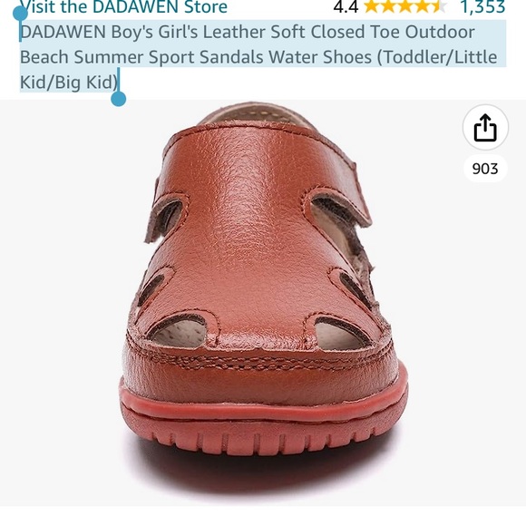 DADAWEN Leather Soft Closed Toe Outdoor Beach Summer Sandals Shoes - Picture 3 of 7